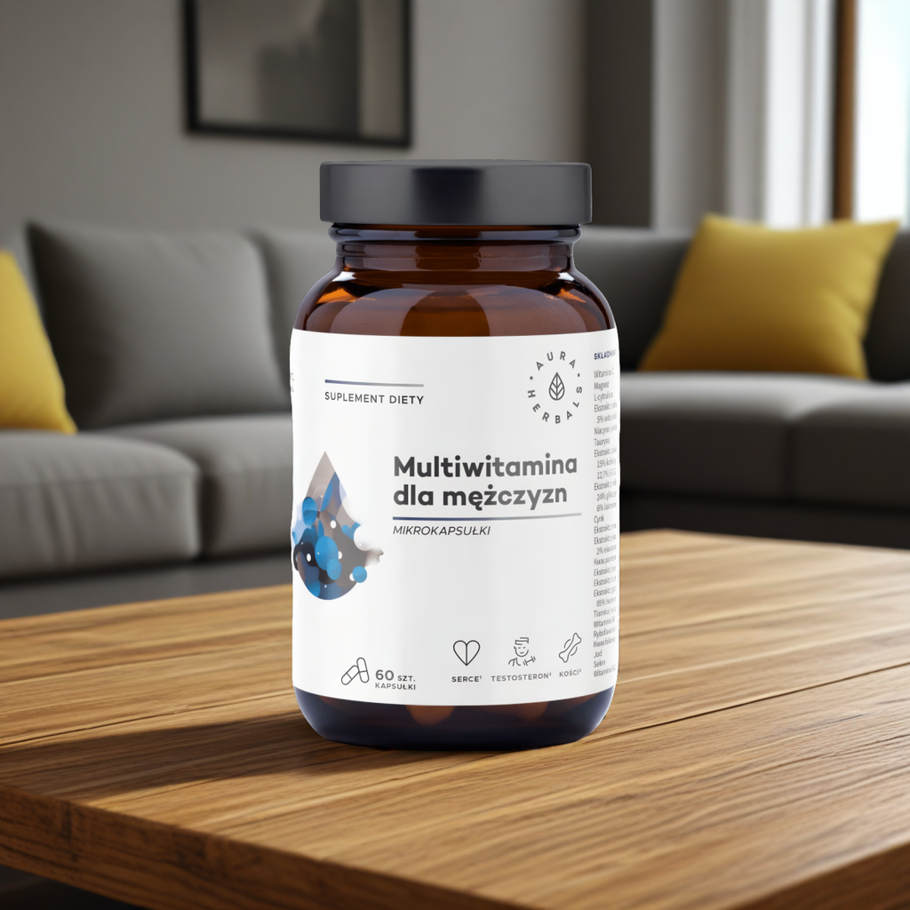 Multiwitamina dla mężczyzn Aura Herbals - Witaminy, minerały i ekstrakty roślinne - 60 kapsułek