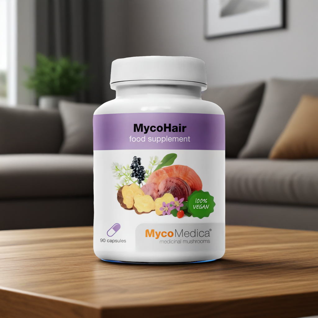 MycoHair MycoMedica - Pomaga wzmocnić włosy i pobudzić ich wzrost - 90 kapsułek