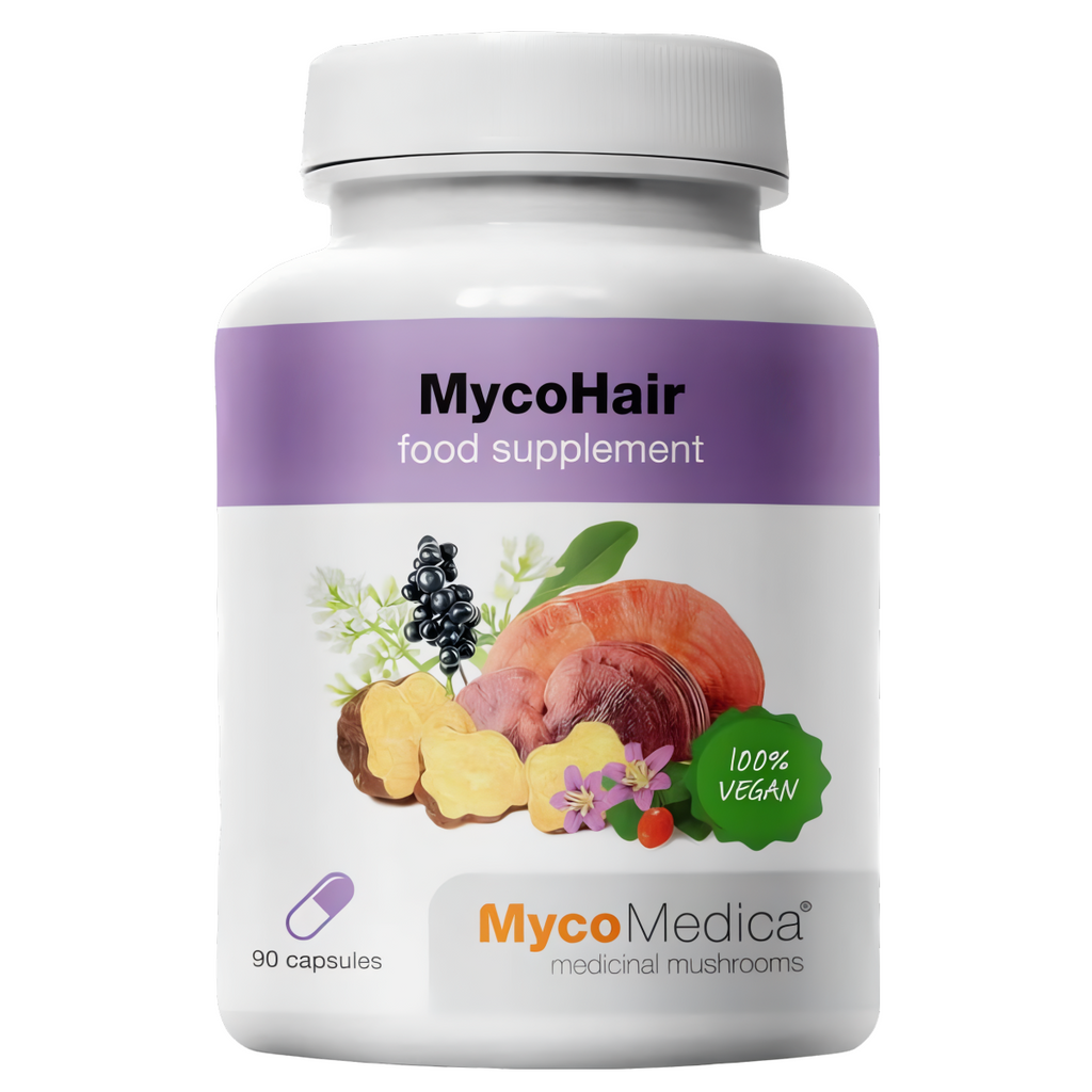 MycoHair MycoMedica - Pomaga wzmocnić włosy i pobudzić ich wzrost - 90 kapsułek