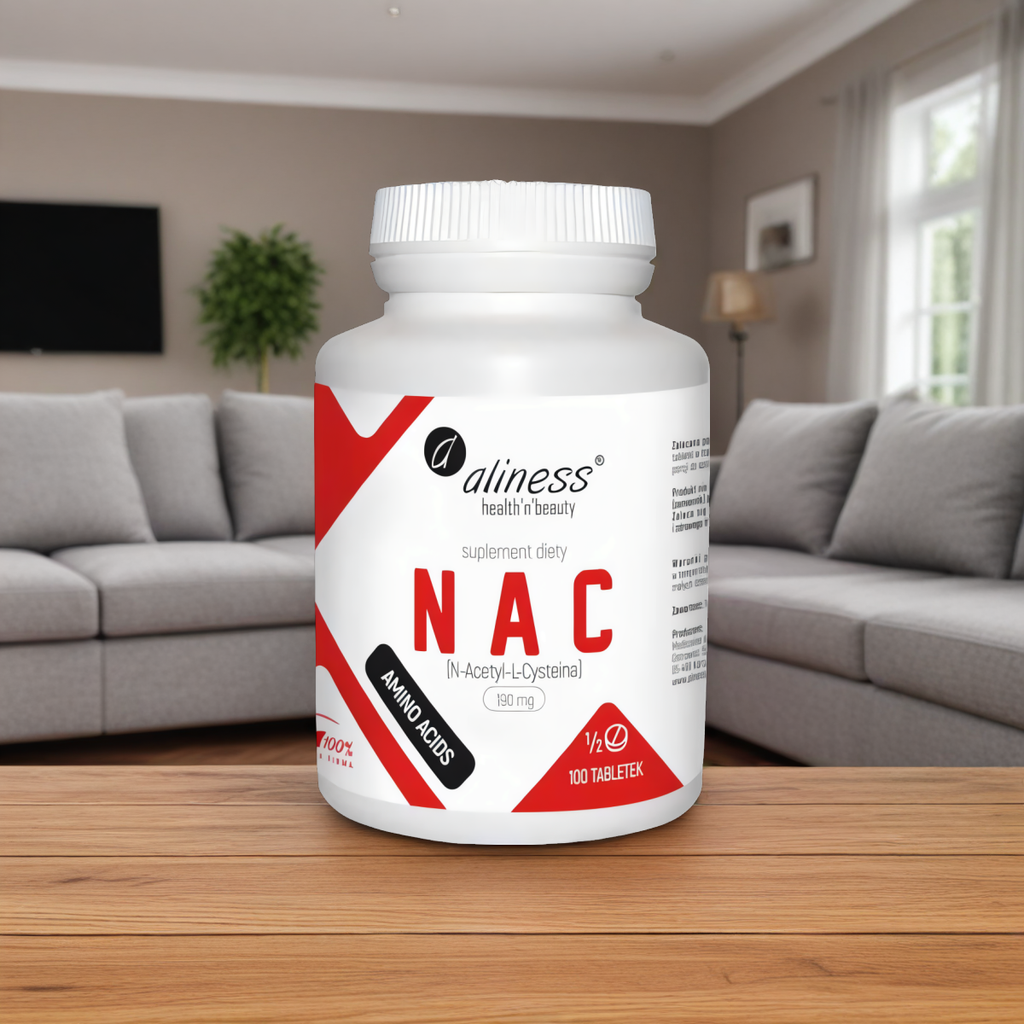 NAC N-Acetyl-L-Cysteine 190 mg Aliness - Wsparcie zdrowych płuc - 100 tabletek