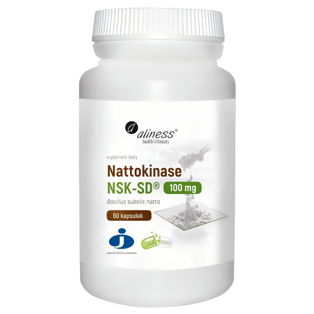 Nattokinase NSK-SD 100 mg Aliness - Sfermentowany ekstrakt z soi - 60 kapsułek