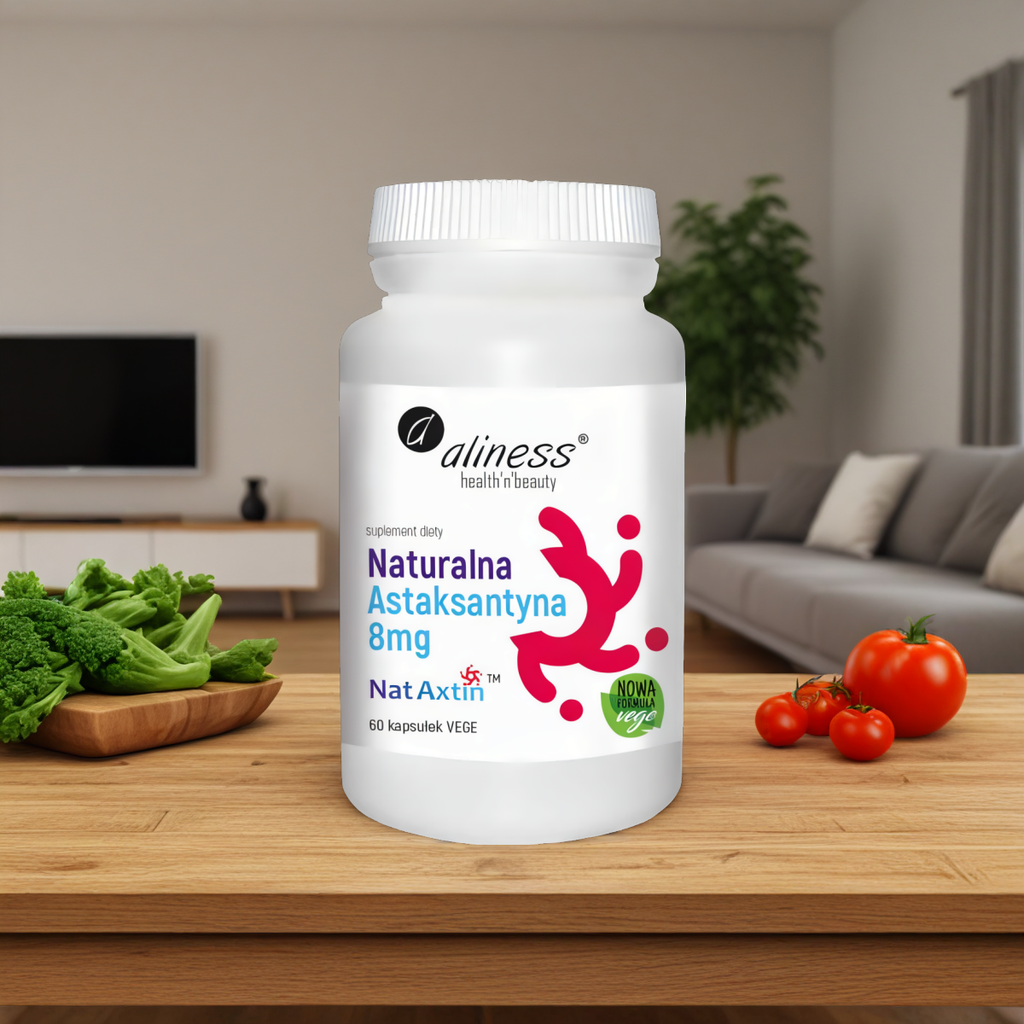 Naturalna Astaksantyna 8 mg Nat Axtin z mikroalg Aliness - 60 kapsułek