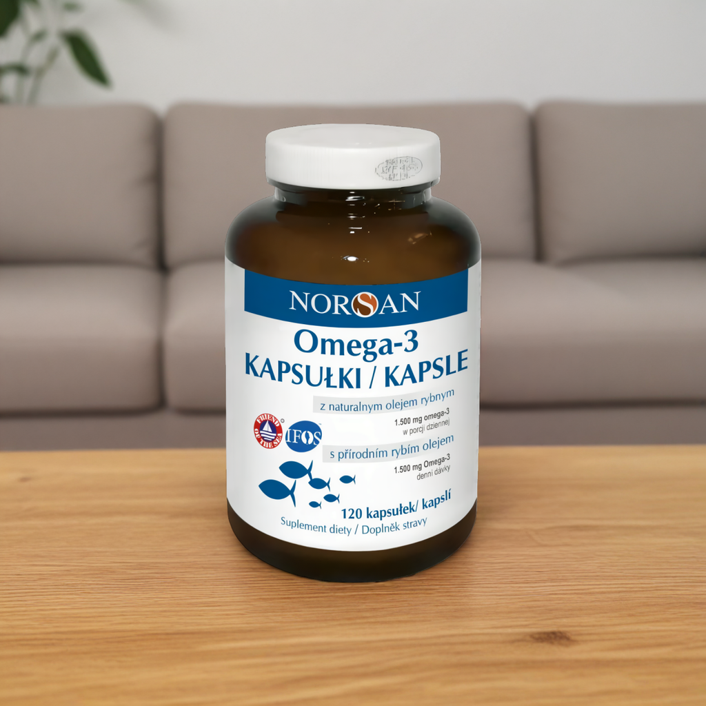 Norsan Omega-3 Kapsułki z naturalnym olejem rybnym z mięsa ryb - 120 kapsułek