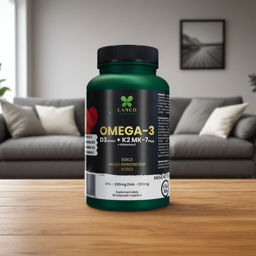 OMEGA - 3 + D3 + K2 MK7 Lanco - Wsparcie organizmu w okresie jesienno-zimowym - 60 kapsułek