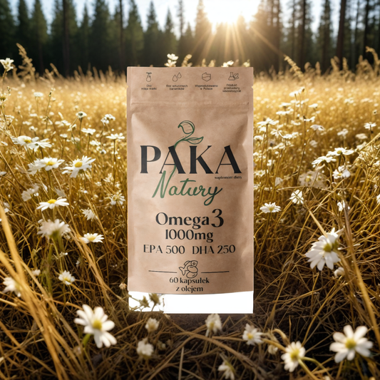 Omega 3 Paka Natury - 1000 mg omegi + witamina E dla wsparcia organizmu - 60 kapsułek z olejem