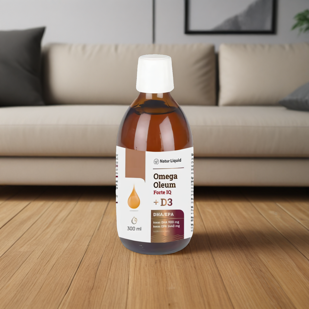 Omega Oleum Forte IQ + D3 NaturDay - Immunoregulator kwasy DHA, EPA - 300 ml