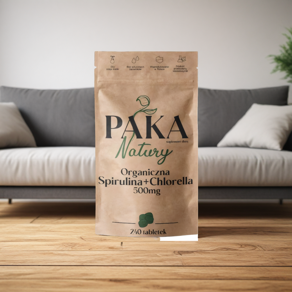 Organiczna Spirulina + Chlorella Paka Natury - 240 tabletek