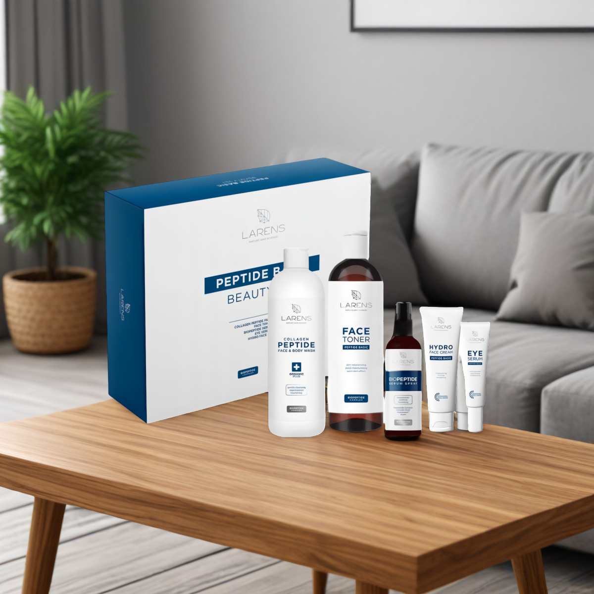 Peptide Beauty Basic Set LARENS WellU - Zestaw 5 produktów do codziennej pielęgnacji skóry