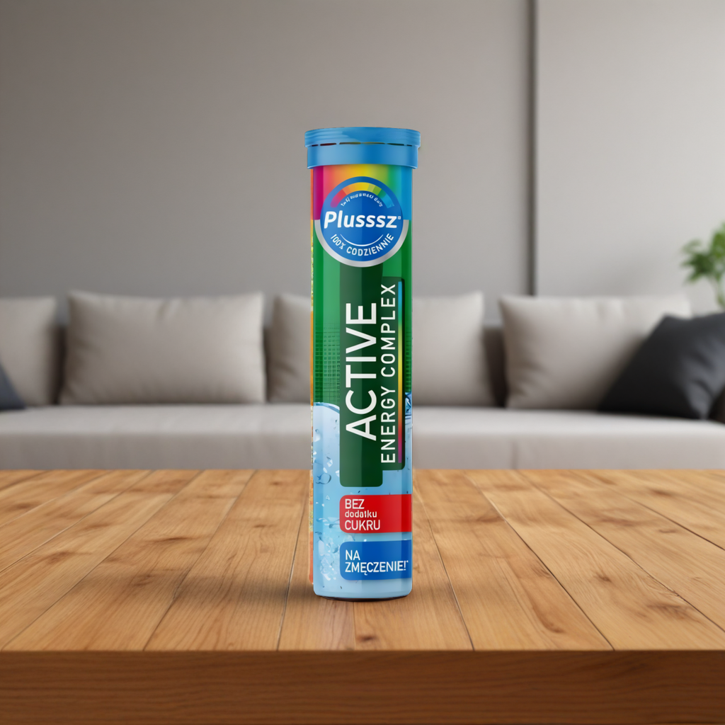 Plusssz ACTIVE ENERGY Complex Polski Lek - 20 tabletek musujacych o smaku owocowym