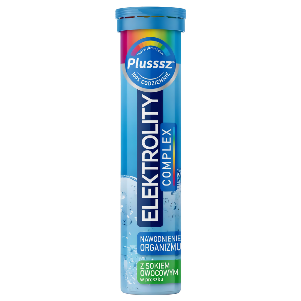 Plusssz ELEKTROLITY Complex Polski Lek - 20 tabletek musujących o smaku ananas-mango