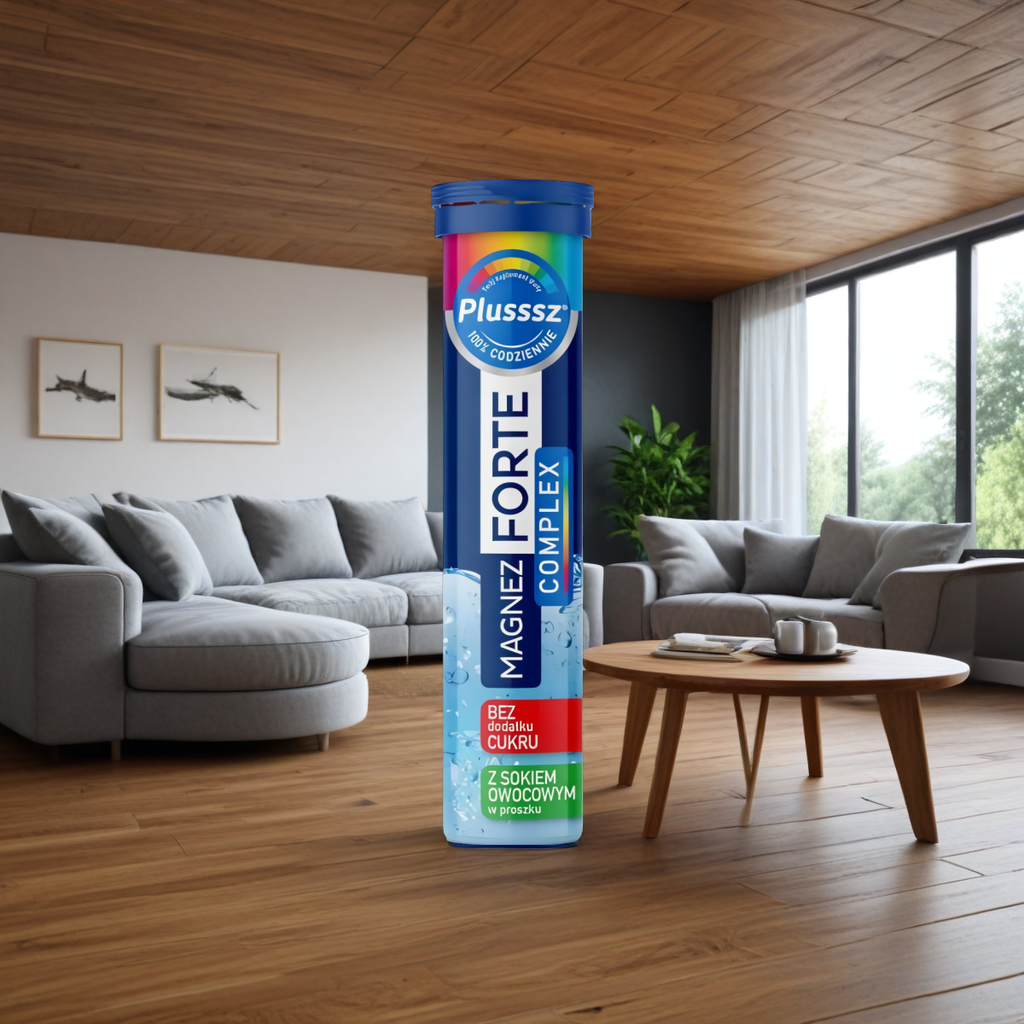 Plusssz MAGNEZ Forte Complex Polski Lek - 20 tabletek musujących o smaku pomarańcza-grejpfrut