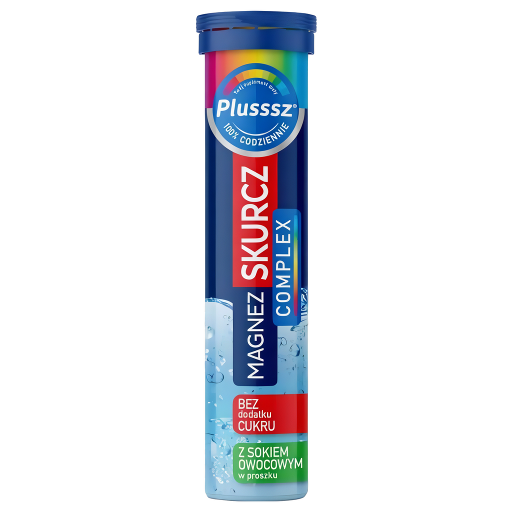 Plusssz MAGNEZ Skurcz Complex Polski Lek - 20 tabletek musujących o smaku pomarańcza-grejpfrut