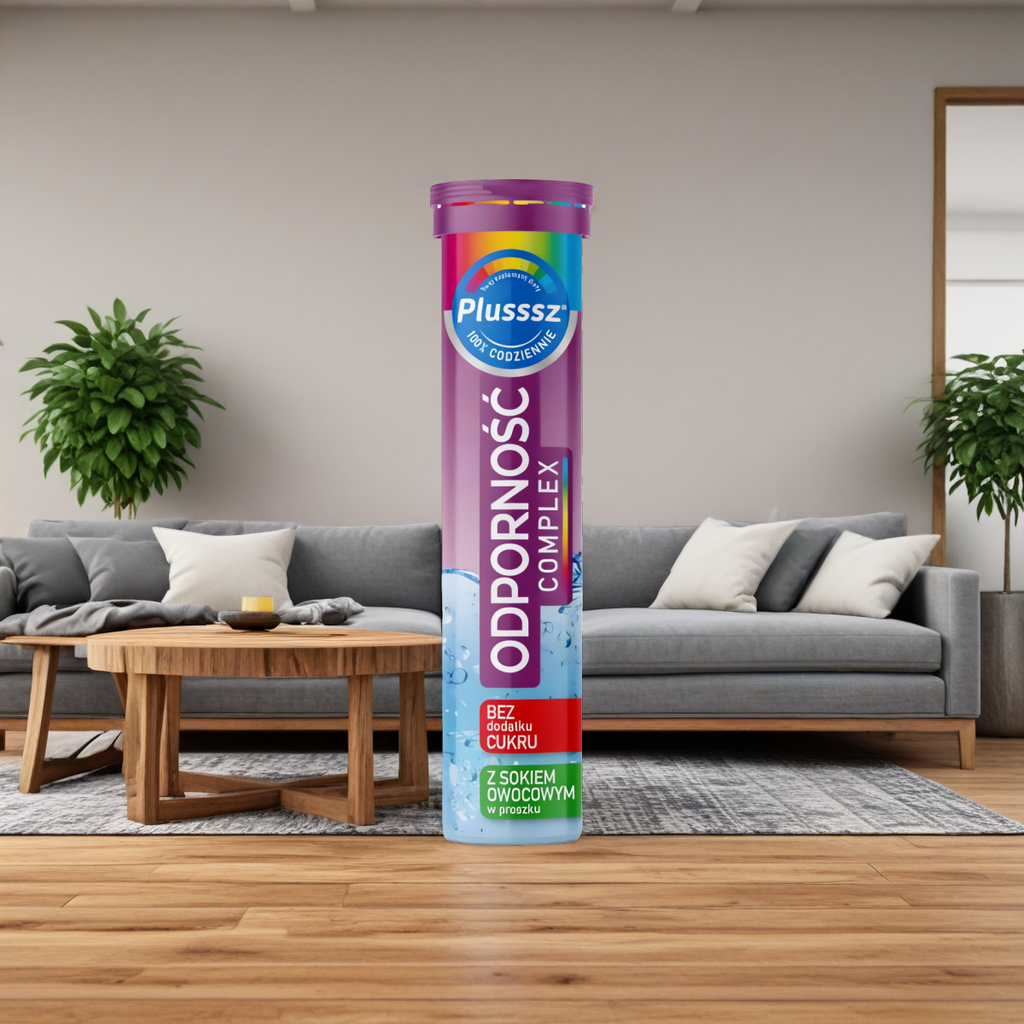 Plusssz ODPORNOŚĆ Complex 100% Polski Lek - 20 tabletek musujących o smaku maliny i czarnego bzu