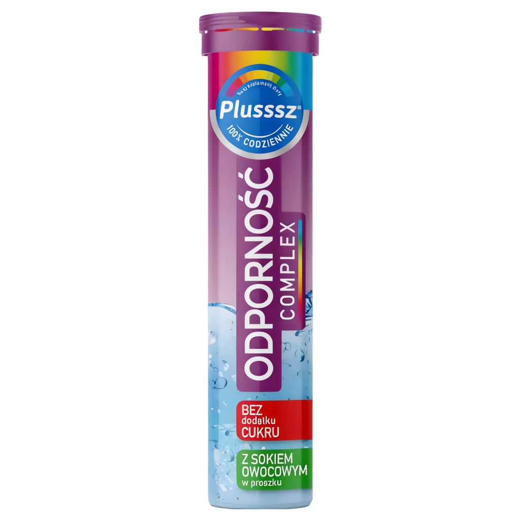 Plusssz ODPORNOŚĆ Complex 100% Polski Lek - 20 tabletek musujących o smaku maliny i czarnego bzu