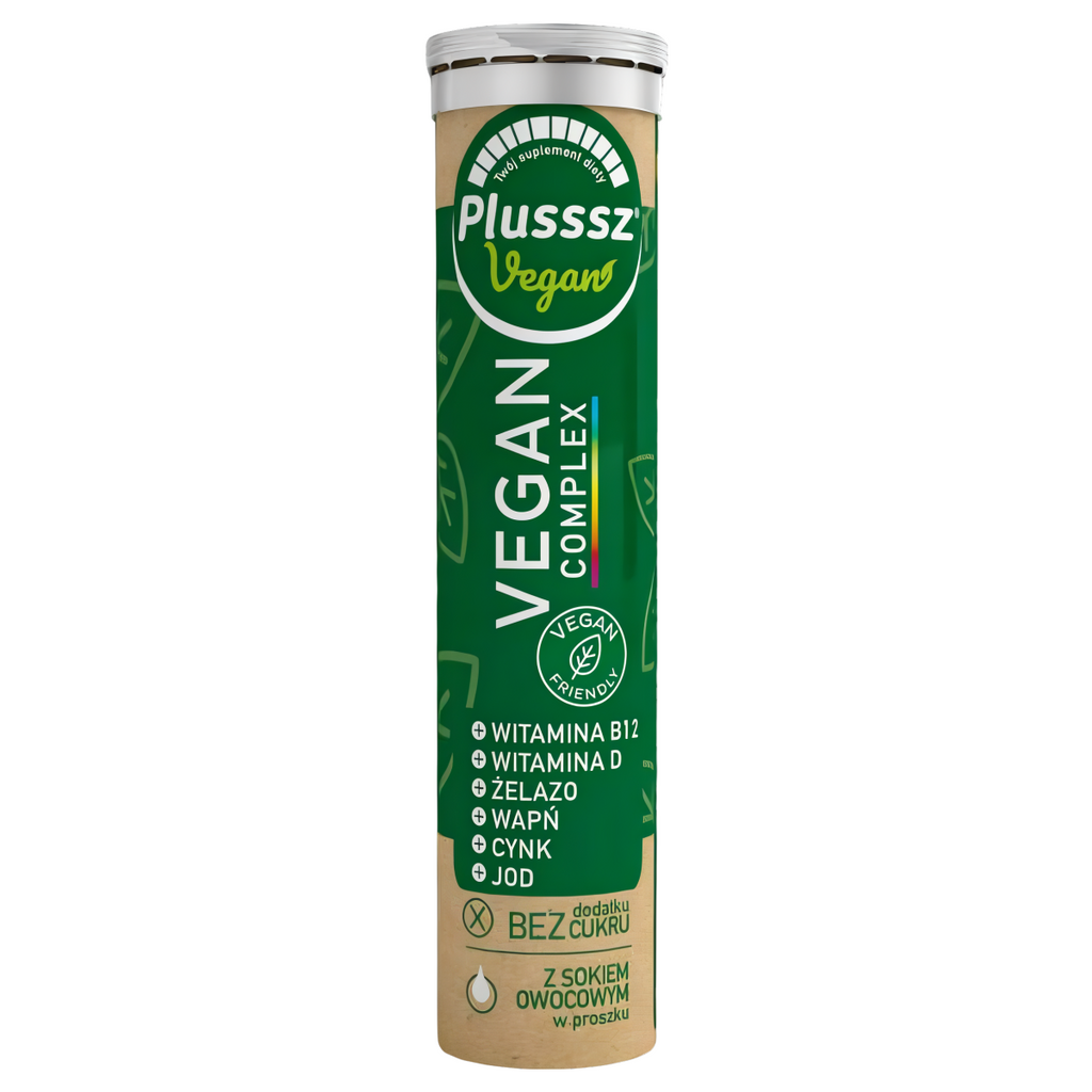 Plusssz VEGAN Complex Polski Lek - 20 tabletek musujących o smaku mango-marakuja