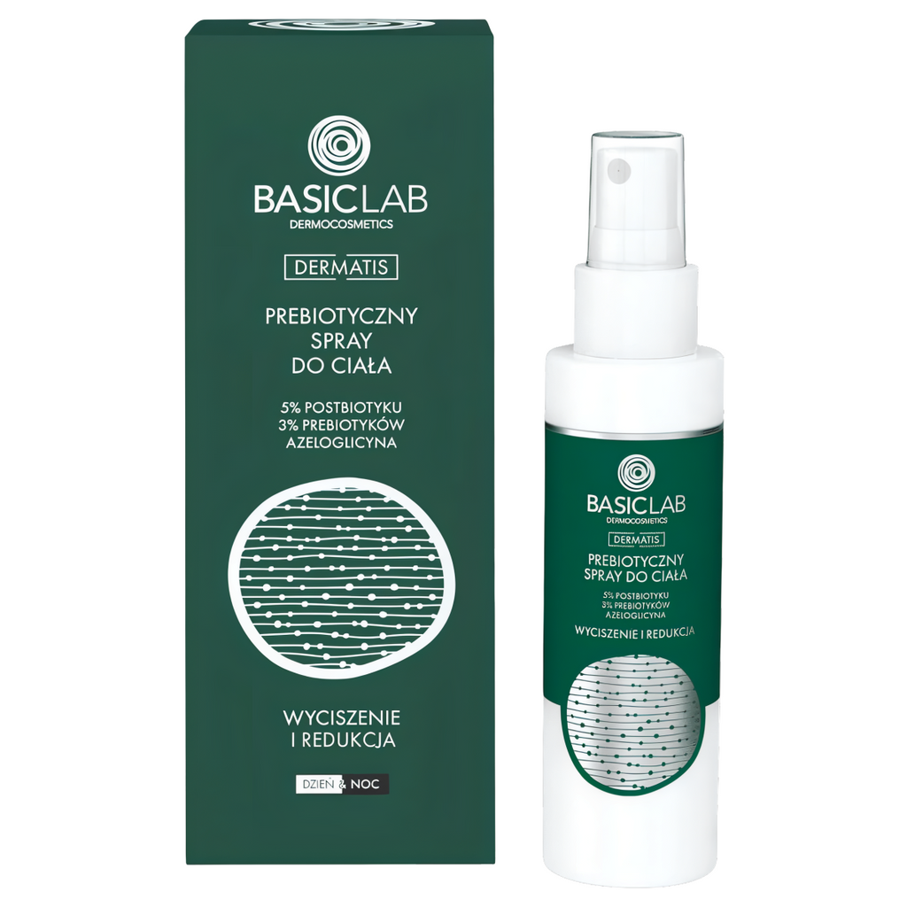 Prebiotyczny spray do ciała BASICLAB - Do codziennej pielęgnacji każdego rodzaju skóry wymagającej i wrażliwej - 100 ml spray