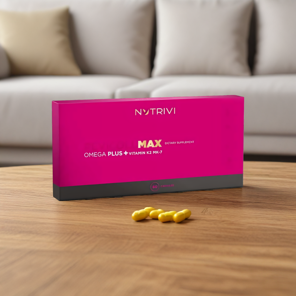 Revicoll MAX Omega Plus K2MK7 NUTRIVI WellU - Omega3 z kolagenem rybim i witaminami A, D, E, K - 60 kapsułek