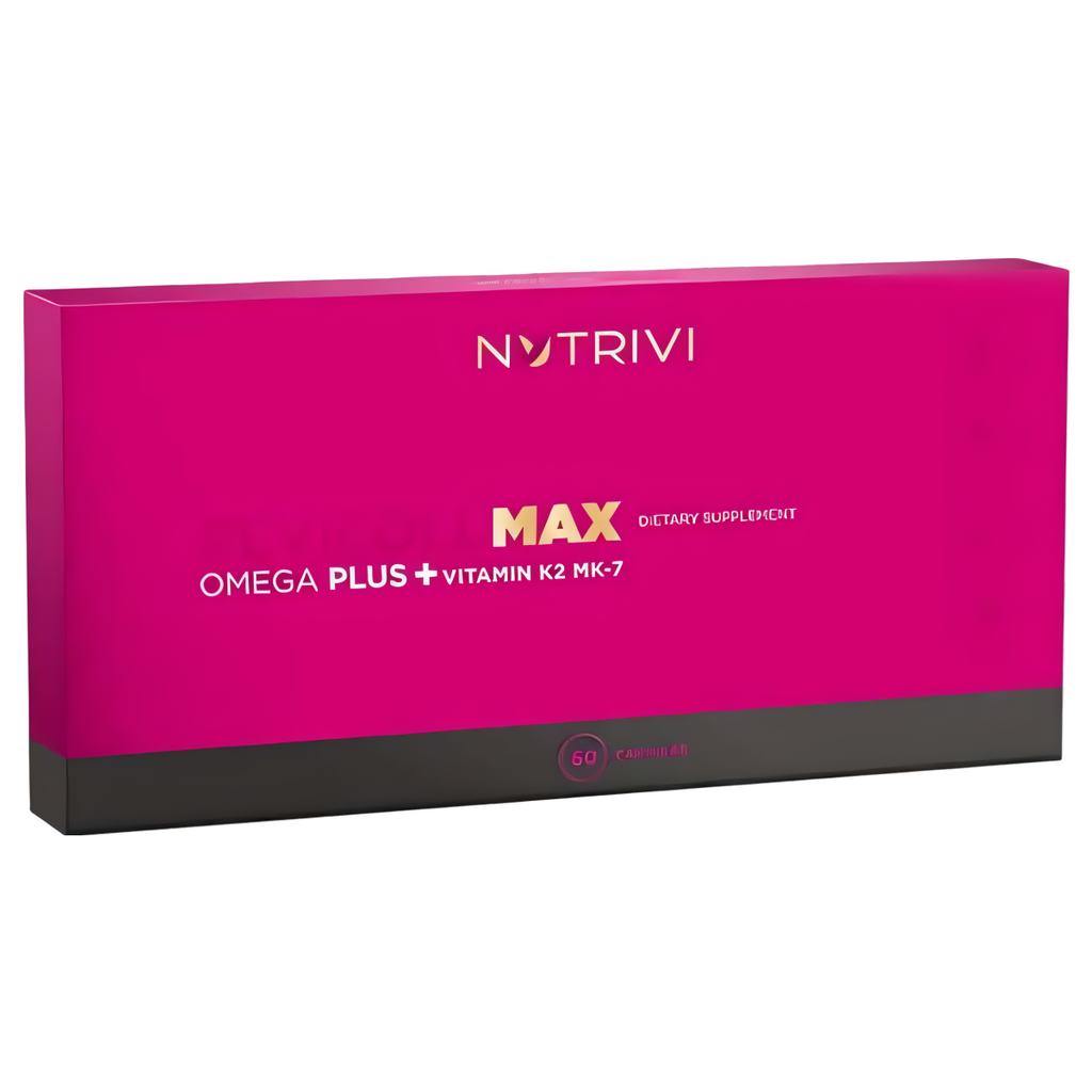 Revicoll MAX Omega Plus K2MK7 NUTRIVI WellU - Omega3 z kolagenem rybim i witaminami A, D, E, K - 60 kapsułek