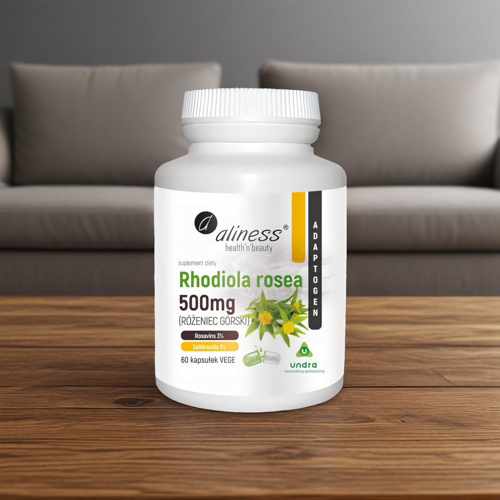 Rhodiola rosea - Różeniec górski wspomaga pracę serca 500 mg Aliness - 60 kapsułek