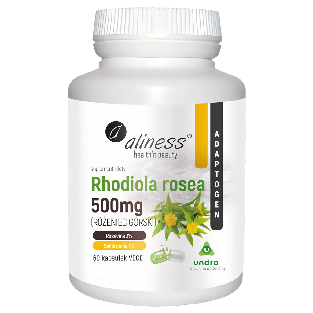 Rhodiola rosea - Różeniec górski wspomaga pracę serca 500 mg Aliness - 60 kapsułek