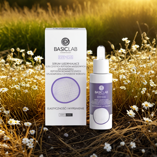 Serum ujędrniające BASICLAB - Poprawia elastyczność skóry i optycznie wypełnia zmarszczki - 30 ml