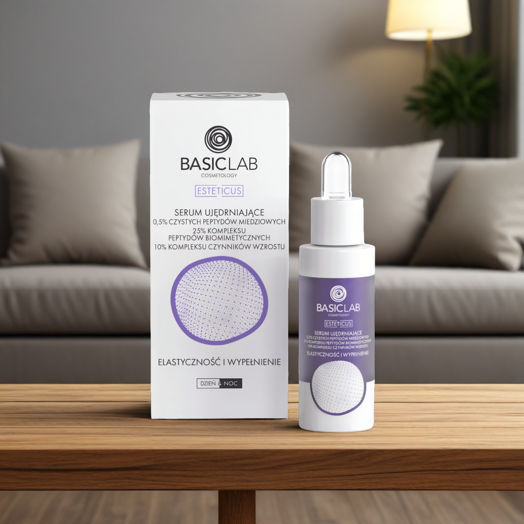 Serum ujędrniające BASICLAB - Poprawia elastyczność skóry i optycznie wypełnia zmarszczki - 30 ml