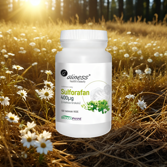 Sulforafan z kiełków brokułu Aliness - Wspomaga układ sercowo-naczyniowy - 100 tabletek