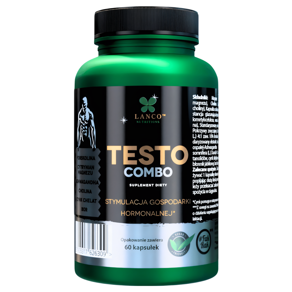 Testo combo Lanco - Reguluje poziom testosteronu - 60 kapsułek