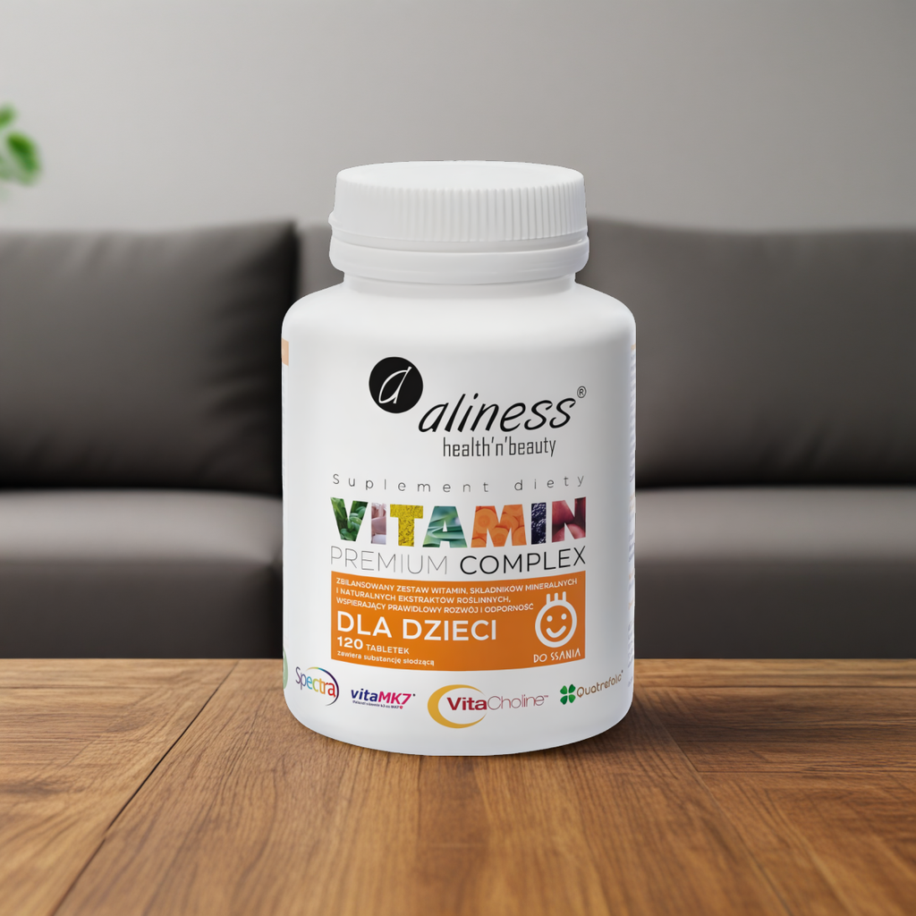Vitamin Premium Complex dla dzieci Aliness - Wspiera rozwój i odporność - 120 tabletek do ssania