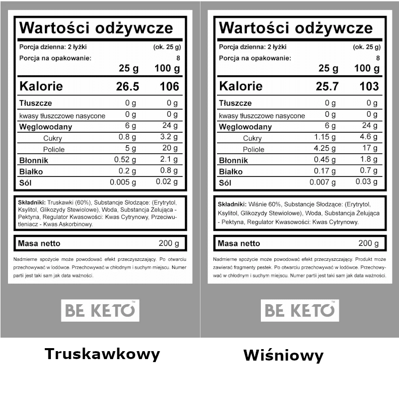 Keto Dżemy od Beketo - Smak bez Kompromisów i Minimalna Ilość Węglowodanów - 200 g (Smak: brzoskwiniowy)