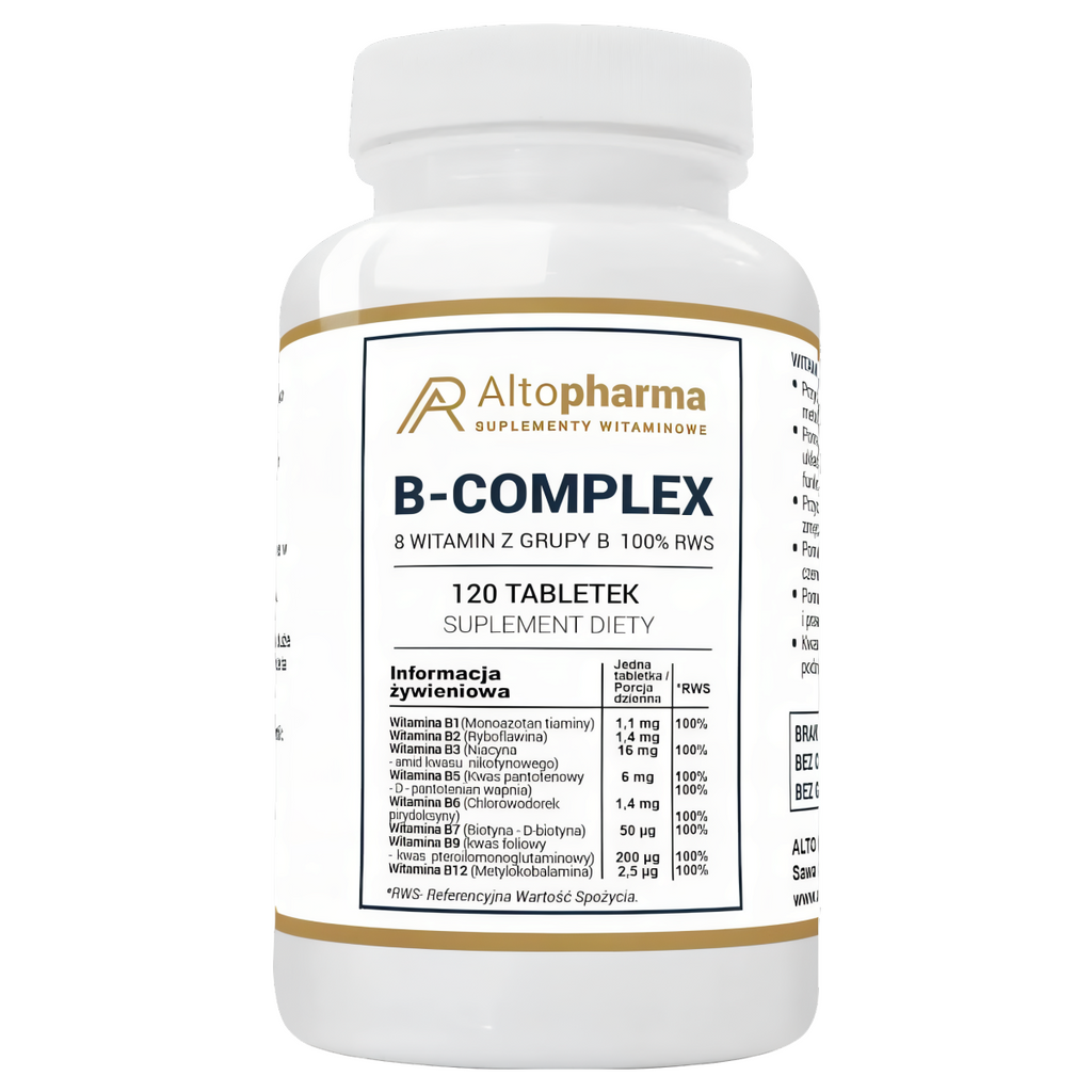 Witamina B Complex 100% RWS 8 witamin z grupy B Alto Pharma - 120 tabletek