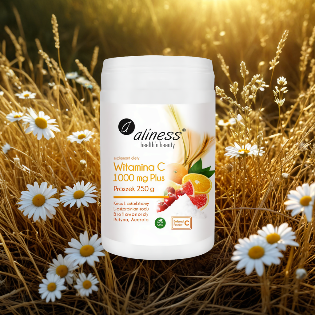 Witamina C 1000 Buforowana Plus Aliness - Wzbogacona o Rutynę i Acerolę - 250 g proszek