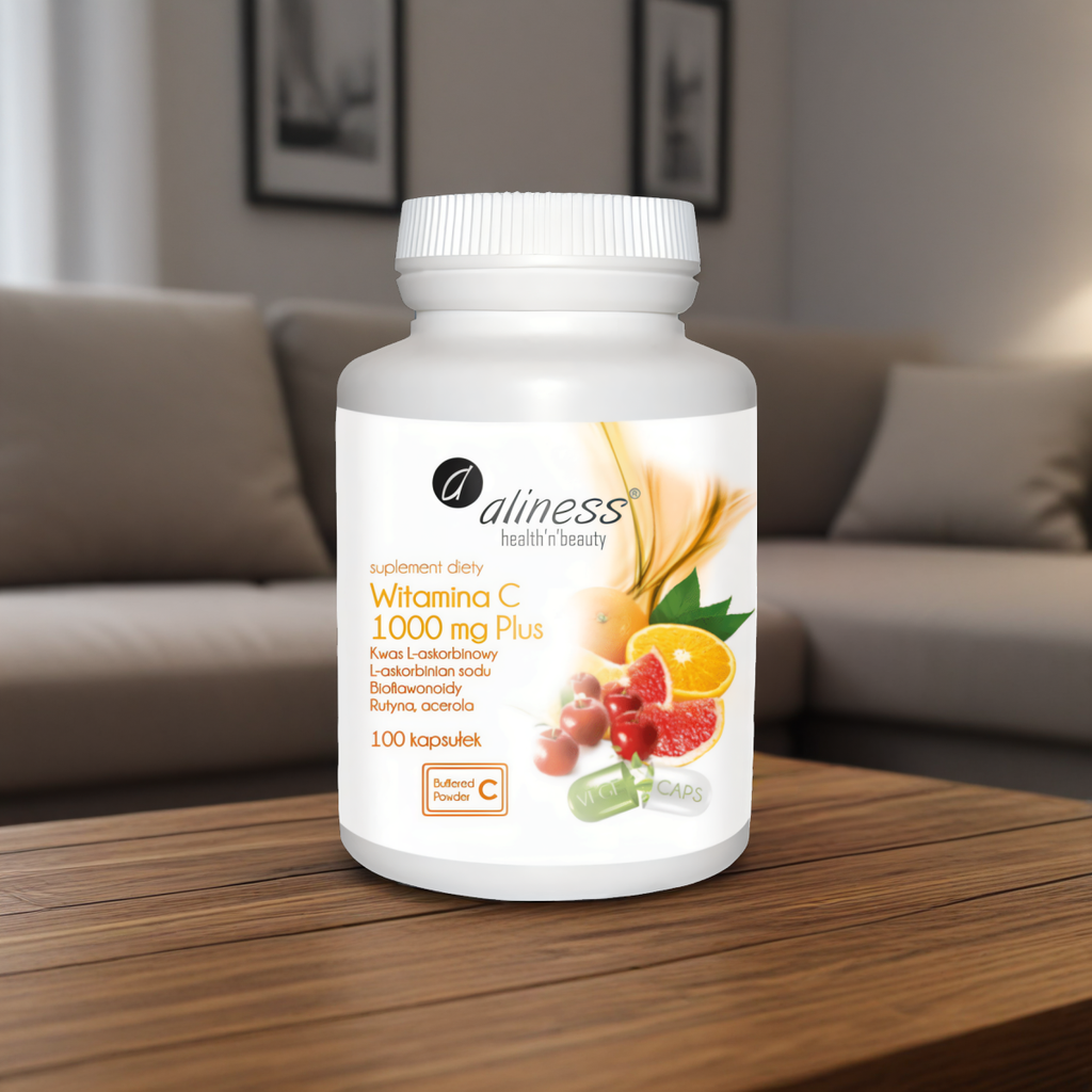 Witamina C 1000 mg Plus Aliness - Bioflawonoidy, rutyna, acerola - 100 kapsułek