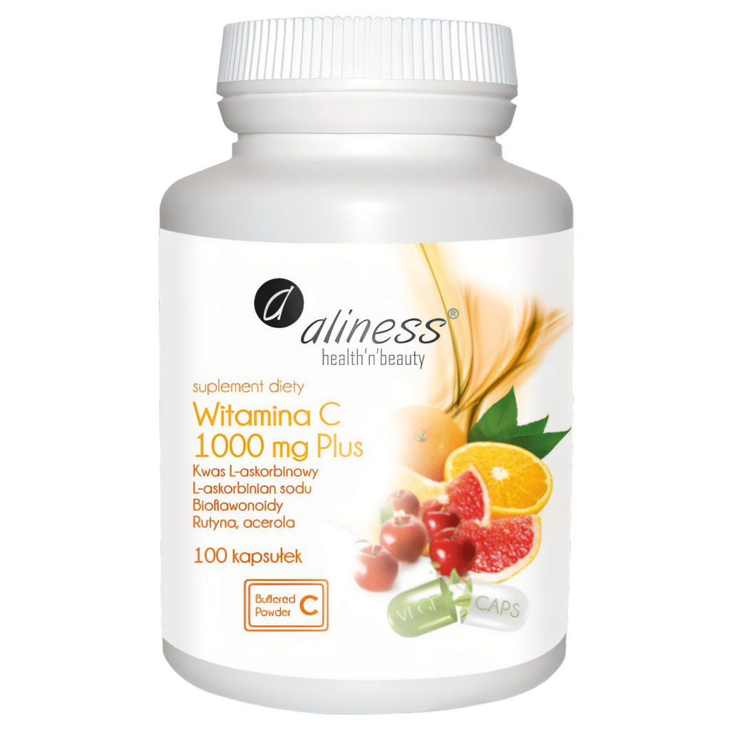 Witamina C 1000 mg Plus Aliness - Bioflawonoidy, rutyna, acerola - 100 kapsułek