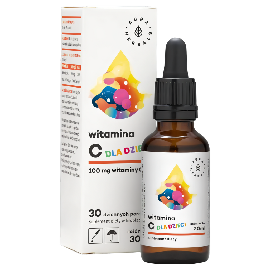 Witamina C Dla Dzieci 100 mg Aura Herbals - Wsparcie układu odpornościowego u dzieci - 30 ml krople