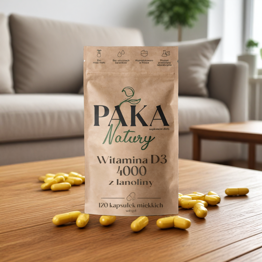 Witamina D3 4000 z lanoliny Paka Natury - 120 kapsułek miękkich