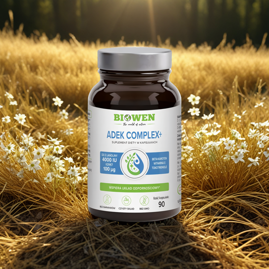 Witaminy ADEK Complex+ Biowen - Naturalny kompleks w oleju MCT - 90 kapsułek