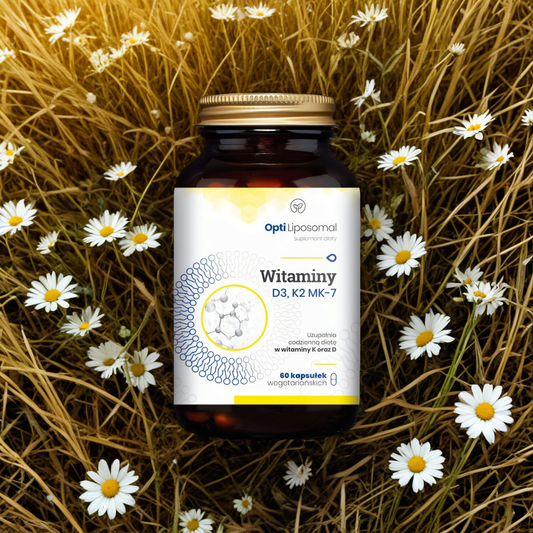 Witaminy D3, K2-MK7 Opti Liposomal NaturDay - Uzupełnia dietę w witaminy K oraz D - 60 kapsułek