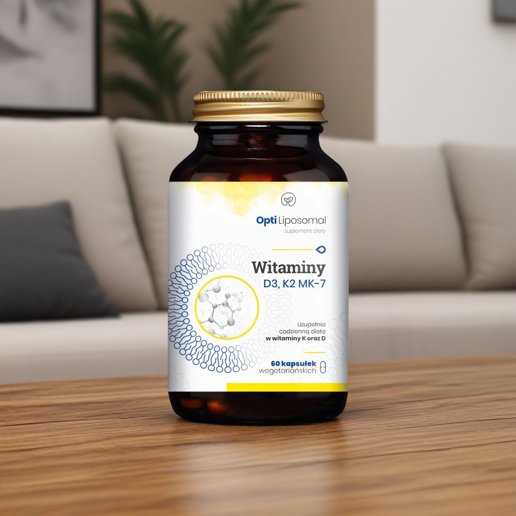 Witaminy D3, K2-MK7 Opti Liposomal NaturDay - Uzupełnia dietę w witaminy K oraz D - 60 kapsułek