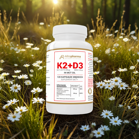 Witaminy K2 + D3 4000UI z olejem kokosowym MCT Alto Pharma - 120 kapsułek