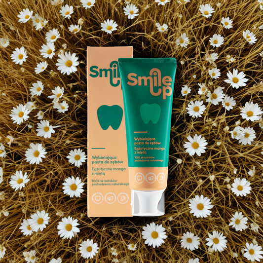 Wybielająca pasta do zębów SmileUp - Moc pięciu naturalnych składników o smaku mango-mięta - 75 ml