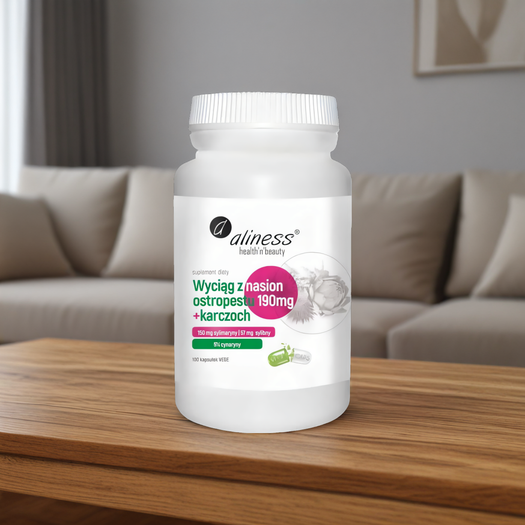 Wyciąg z nasion ostropestu 190 mg plus Karczoch Aliness - 100 kapsułek