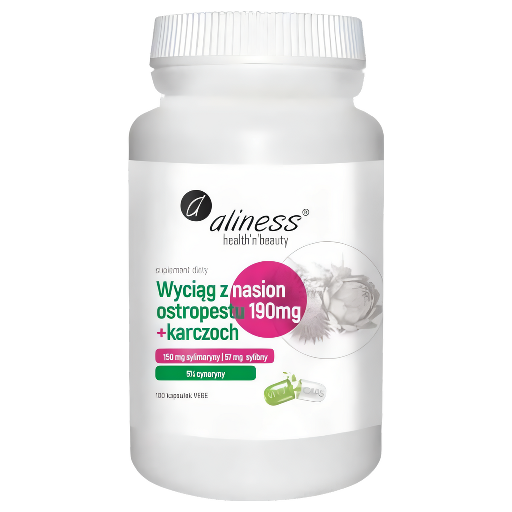 Wyciąg z nasion ostropestu 190 mg plus Karczoch Aliness - 100 kapsułek