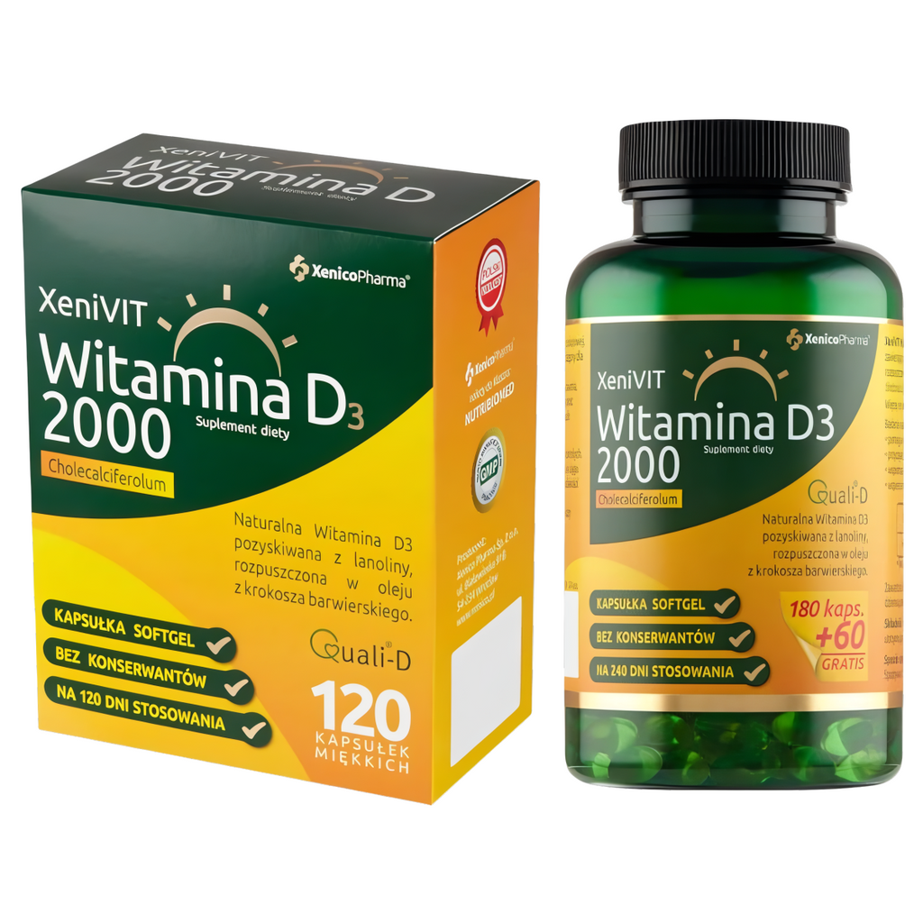 XeniVIT Witamina D 2000 Xenico Pharma - Zdrowe kości (Opakowanie: 120-kapsulek)
