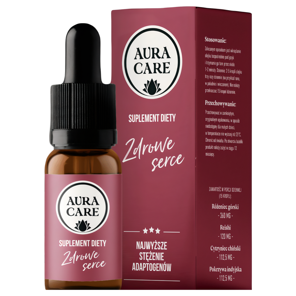 Zdrowe serce AURA CARE - Naturalne wsparcie dla serca i układu krążenia - 10ml, około 300 kropli